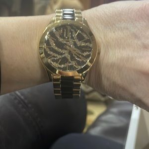 Michael Kors watch with stone animal print face never sized
